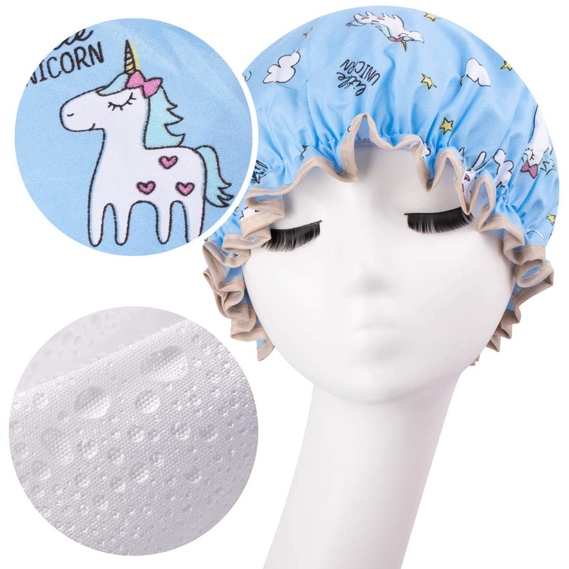 [Australia] - Unicorn Shower Caps for Long/Thick Hair, Cute Hair Cover for Women and Girl, Waterproof Bath Hat, Double Layer Bonnet 1Unicorn 