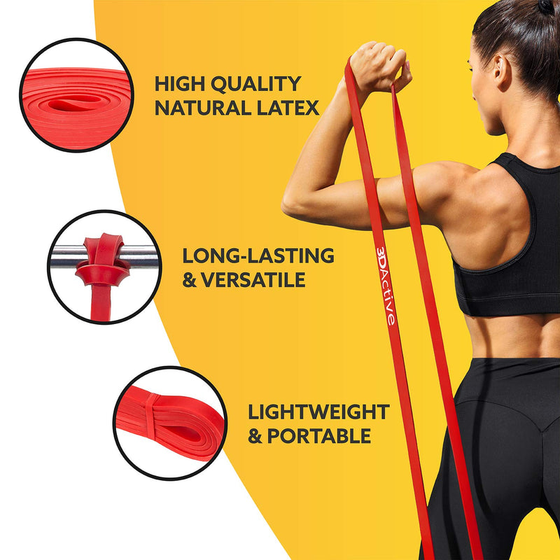[Australia] - 3DActive Pull Up Assist Band - Resistance Band for Strength Training, Powerlifting, Body Stretching, CrossFit. Free Exercise Guide. #1 Red- 10 to 35 Pounds (1/2 *4.5mm) - Single Band 