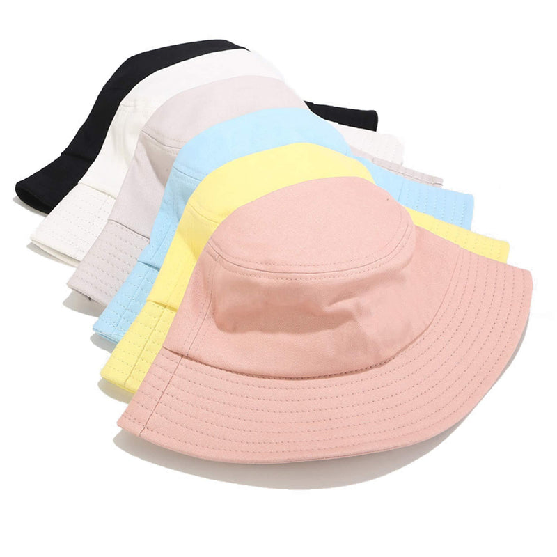 [Australia] - Umeepar 100% Cotton Bucket Hat, 1 Pack or 2 Pack Packable Beach Sun Hat for Women Men White+Pink 