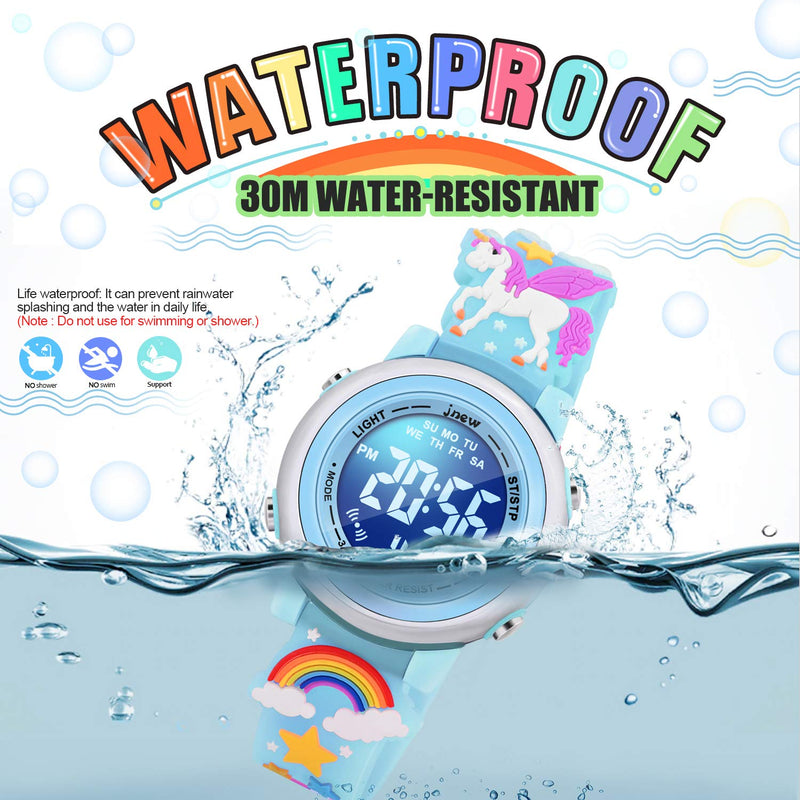 [Australia] - VAPCUFF 3D Cartoon Waterproof Watches for Girls with Alarm - Best Toys Gifts for Girls Age 3-10 Blue 