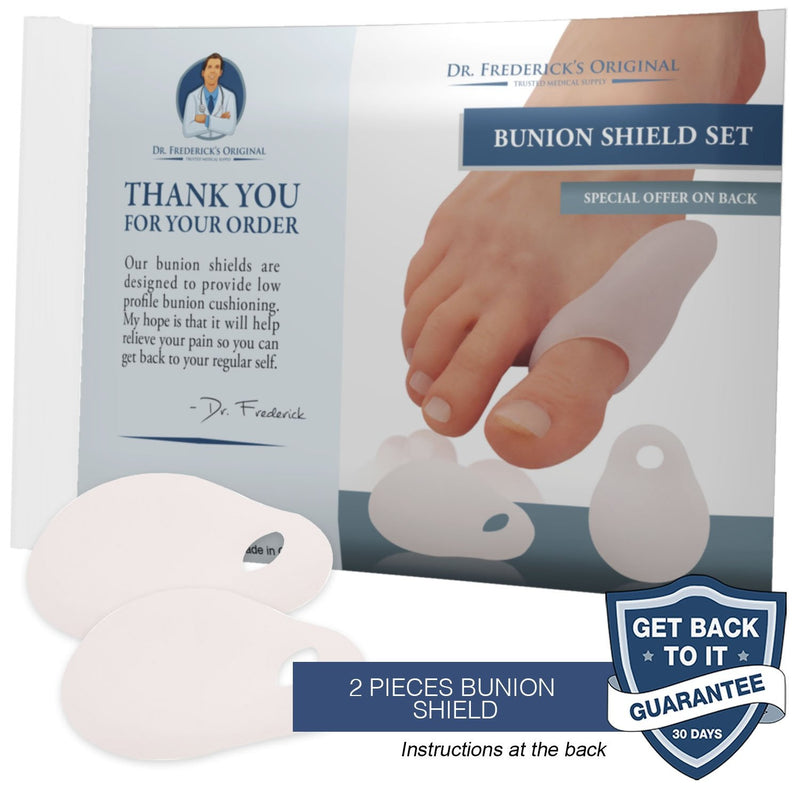 [Australia] - Dr. Frederick's Original Low-Profile Bunion Cushion Set - 2 Pieces - Gel Bunion Pad to Relieve Hallux Valgus Pain - Slim, Convenient, Reusable Bunion Shields - Perfect for Active Lifestyle 