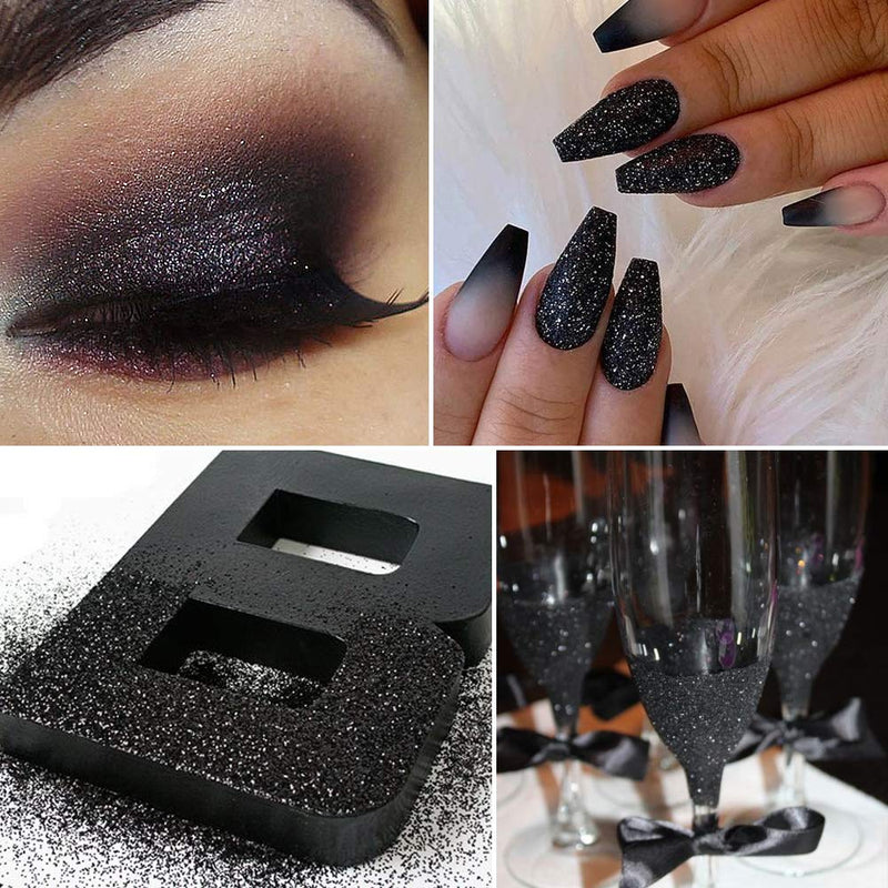 [Australia] - Black Glitter, YGDZ 150g Extra Fine Black Glitter for Resin Nails Tumblers Makeup Face Eye Hair Body Crafts Decoration Slime, 0.3mm 