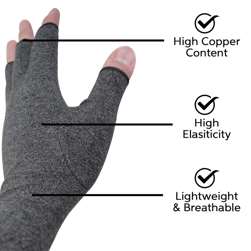 [Australia] - ellostar Arthritis Gloves Compression, Breathable and Moisture Free Fabrics, Joint Pain Relief Eases Muscle Tension and Fatigue, Great for Typing and Daily Work Large (7.9" - 9.5") Grey 