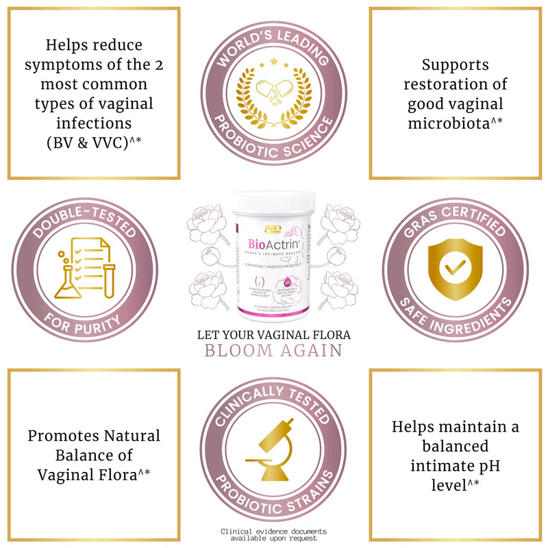 [Australia] - Bioactrin Yeast Infection Treatment for Women Pills– CLINICALLY Tested for Bacterial Vaginosis Treatment for Women Probiotics | Vaginial Ph Balance Pills | Vaginial Supplements for Women, 28 Capsules 28 Count (Pack of 1) 
