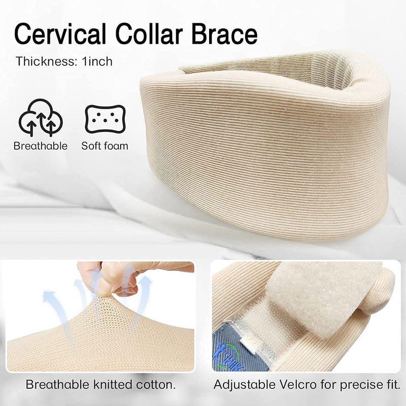 [Australia] - Neck Brace Foam Cervical Collar Soft Foam Neck Brace Universal Cervical Collar, Adjustable Neck Support Brace for Sleeping Relieves Neck Pain Spine Pressure Neck Collar Whiplash Injury Spinal Support 