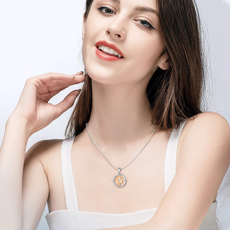 [Australia] - ASELFAD Friendship Compass Necklace for Women, Best Friend Friendship Gifts for Women, Graduation Gifts for Her, Birthday Gifts for Friends Female, Going Away Gifts A True Friendship is a Journey Without an end 