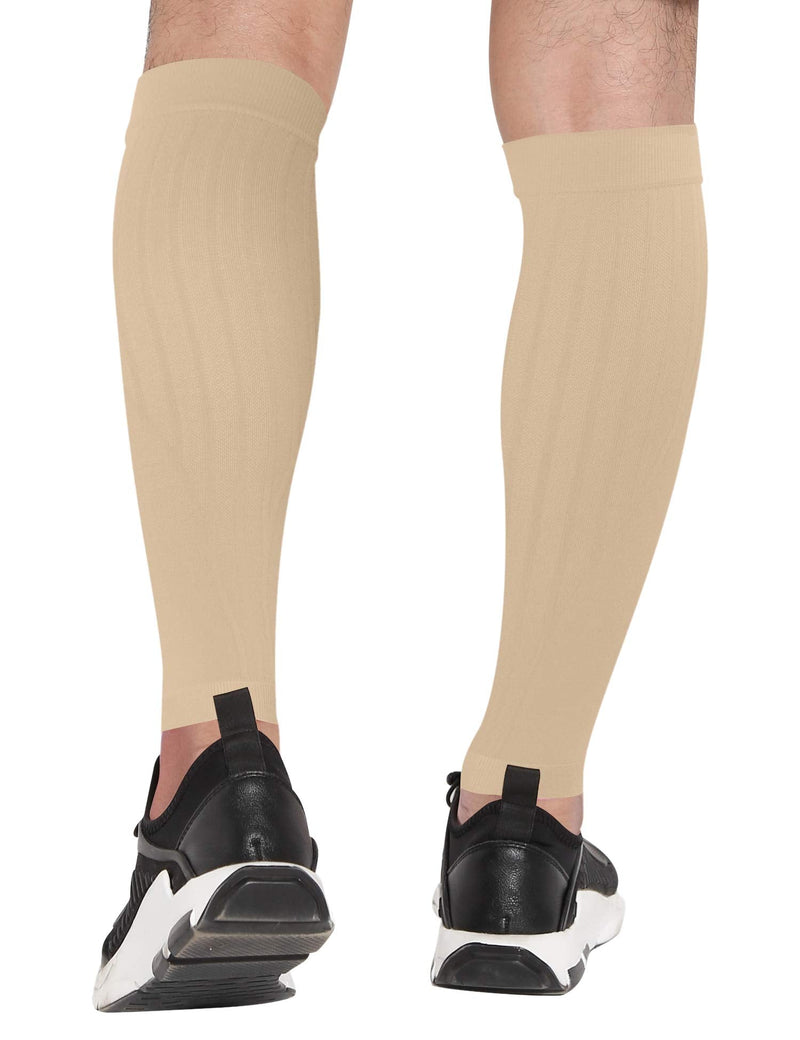 [Australia] - ChinFun Calf Compression Sleeve 20-30mmHG Leg Support Graduated Open Toe Pressure Socks Shin Splints D Compression Calf Sleeve-nude M(Calf Size 10"-13") 