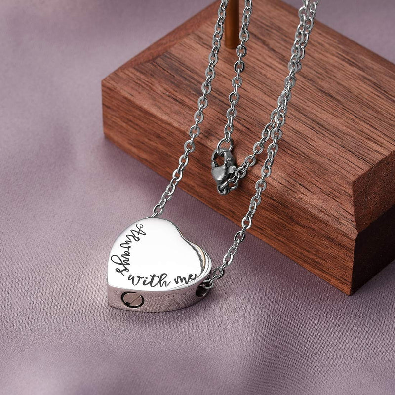 [Australia] - Cat Eye Jewels Stainless Steel A Piece of mMy Heart has Wings Heart Pendant Cremation Keepsake Ash Holder Memorial Urn Necklace for Ashes with Funnel Kit Silver & Black Multi 