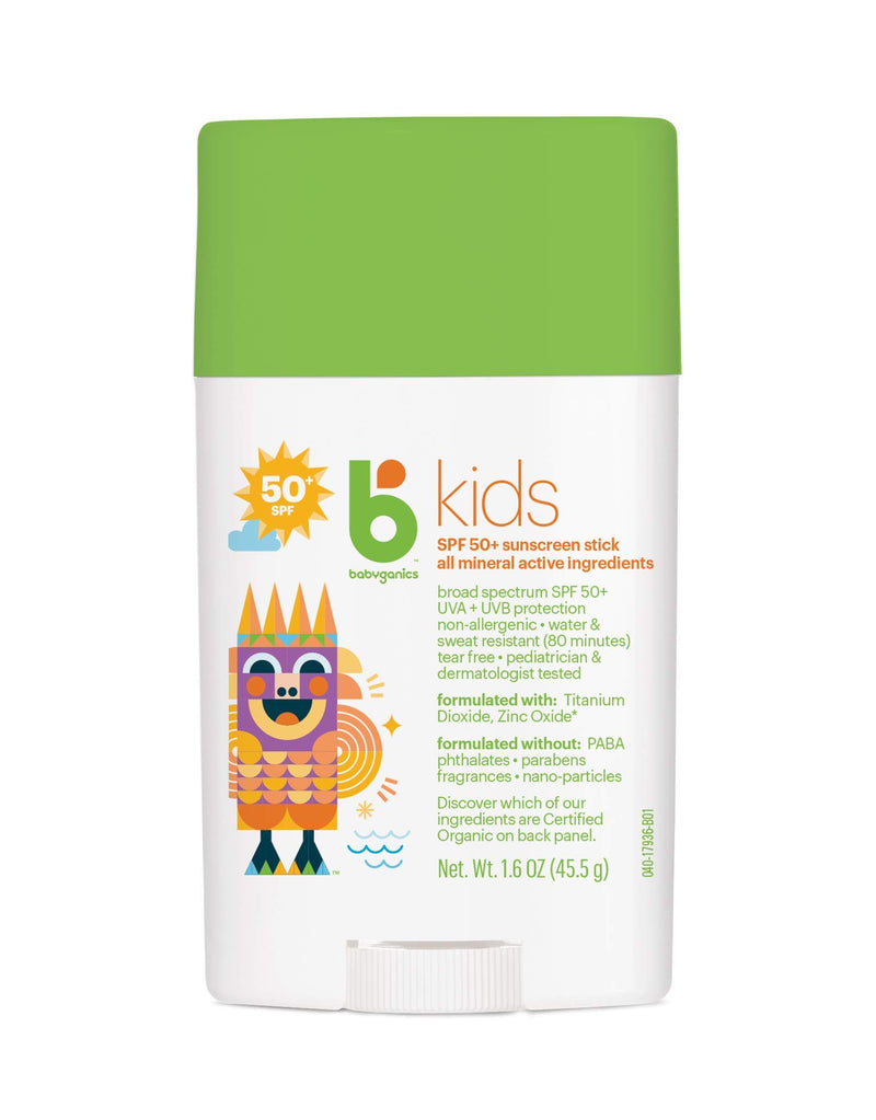 [Australia] - Babyganics SPF 50 Travel Size Kids Sunscreen Stick UVA UVB Protection | Water & Sweat Resistant |Non Allergenic, 2 Pack (1.6 Ounce) 2 Pack (1.6 Ounce) 