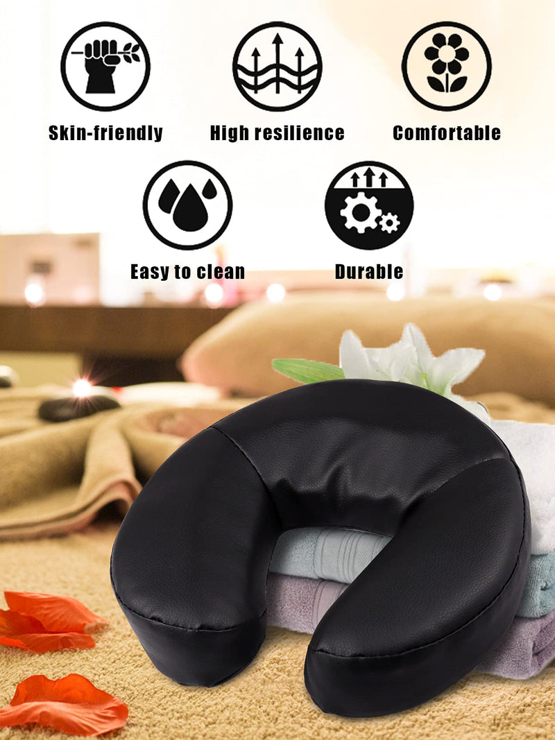 [Australia] - Kalolary Massage Bed Headrest Face Down Face Cushion Face Pillow Adjustable Massage Table Face Cradle Rest Cushion (Black) Black 