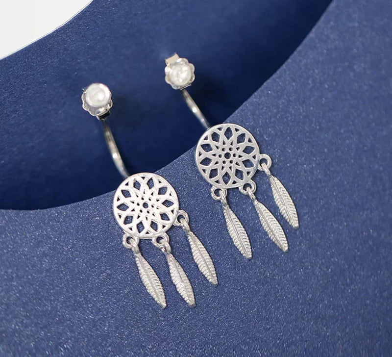 [Australia] - iszie jewellery sterling silver dream catcher drop earrings, dream catcher jackets earrings,dream catcher earrings 
