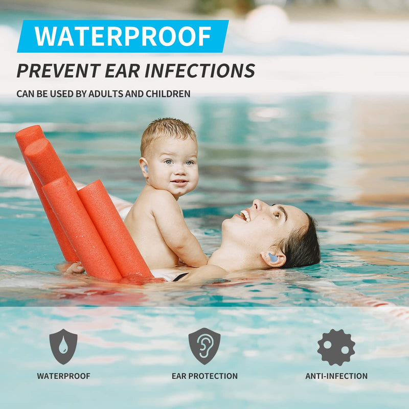 [Australia] - Soft Moldable Silicone Earplugs, 5 Pairs, 27dB SNR Noise Reduction Ear Plugs for Swimming, Travel, Snoring by Lysian (Blue) Blue 