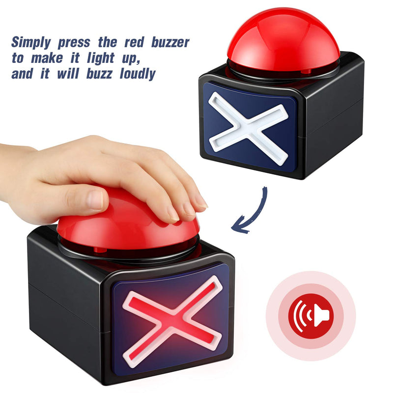 [Australia] - 2 Packs Game Answer Buzzers Alarm Buttons with Sound and Light Red Game Buzzers Funny Quiz Contest Answer Button Game Show Party Props for Adults Teens Boys Girls 