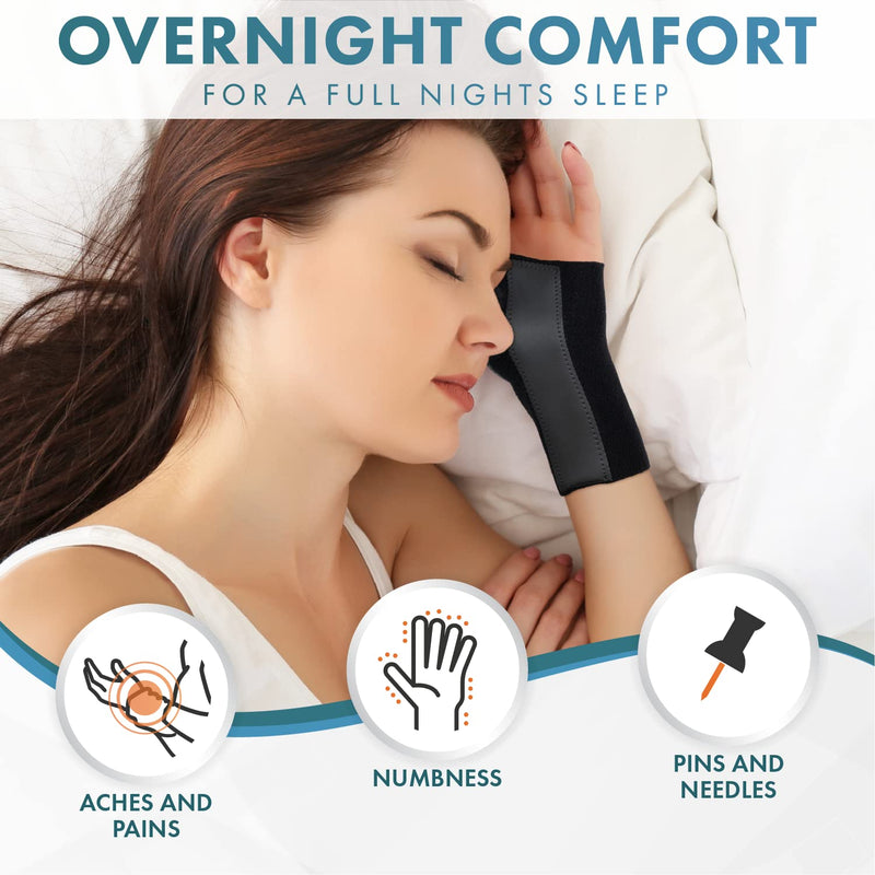 [Australia] - Actesso Wrist Thumb Support - Brace with Metal Splint - Ideal for Thumb Injuries, Scaphoid Fractures and Sprains [Select Your Size] (Black, Small Left) Black 