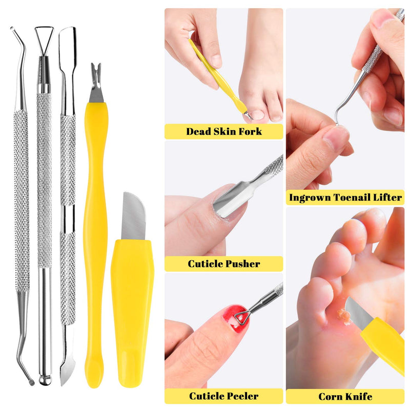 [Australia] - Foot File Pedicure Set, 30 in 1 Foot Files Foot Care Scrubber Kit Hard Skin Remover Feet Scrub for Women Men Salon or Home Yellow 