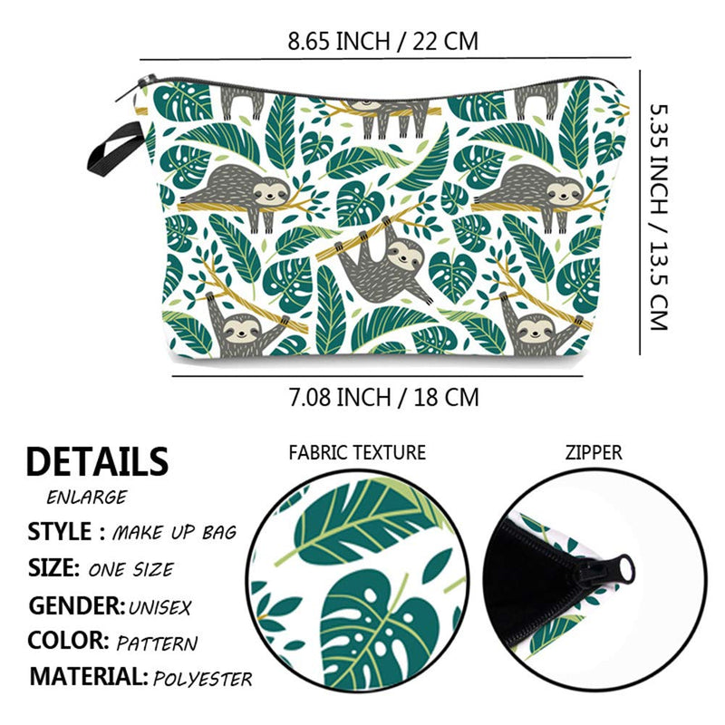 [Australia] - JunNeng Small Cosmetic Bag for Handbag, Cute Makeup Bag Pouch Cosmetic Beauty Bag Travel Toiletry Wash Bag Cartoon Pattern Pencil Bag Coin Purse Zipper Pouch, Sloth 1b Sloth 