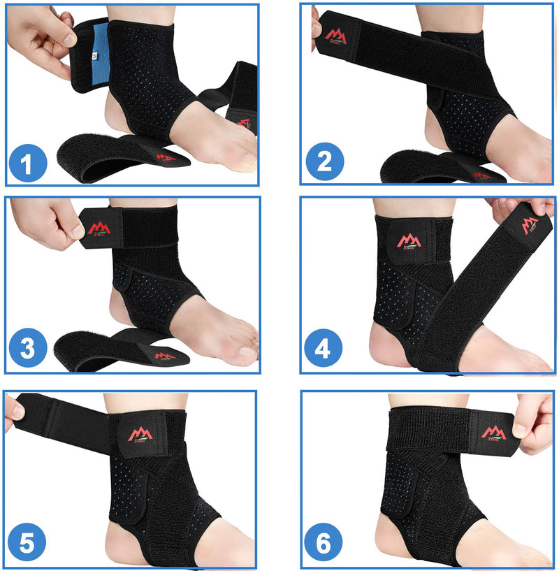 [Australia] - Ankle Brace, 2PCS Ankle Braces for Men & Women, Adjustable Compression Ankle Wrap Support for Ankle Protection, Breathable & Comfortable, Ankle Support Brace for Sprains, Sports Injuries and Recovery Large Classic Black 
