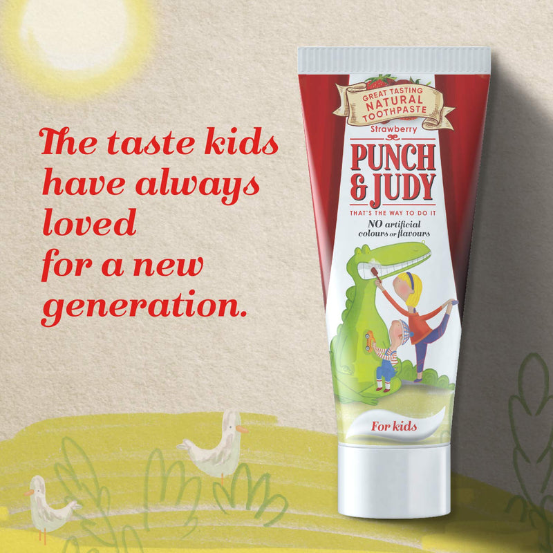 [Australia] - Punch & Judy Kids Natural Toothpaste, Strawberry Flavour, 6+ Months, Natural Ingredients, Fluoride, Sugar Free 50ml (Pack of 1) 79 g (Pack of 1) 