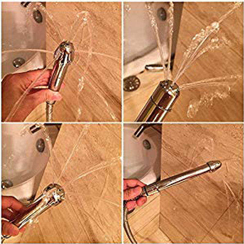 [Australia] - 3 Heads Aluminum Shower Cleaner Douche System with 1.5m Stainless Steel Handheld Shower Hose and Velet Pouch 