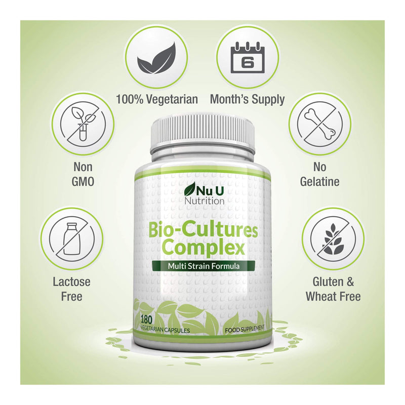 [Australia] - Bio-Cultures 180 Capsules (6 Month Supply) | Vegetarian Multi Strain | High Strength Cultures Includes Lactobacillus Acidophilus & Bifidobacterium | Capsules not Tablets by Nu U Nutrition 