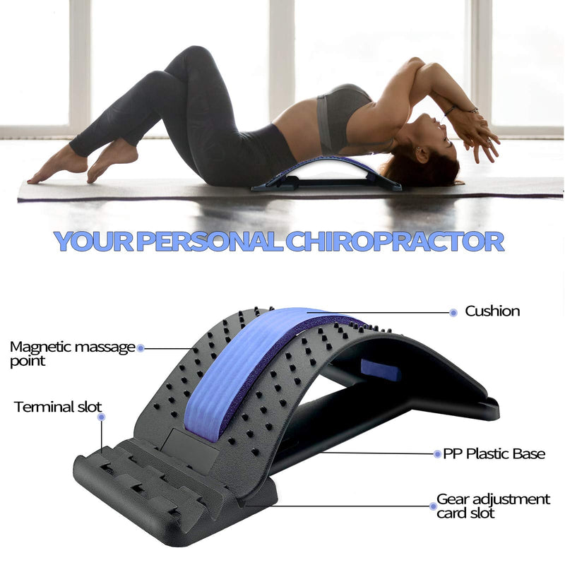 [Australia] - UUCOLOR Back Stretcher Back Massager for Back Relaxation and Pain Relief, 3 Levels Adjustable Back Stretching Spine Deck Posture Massager(Blue) Blue 