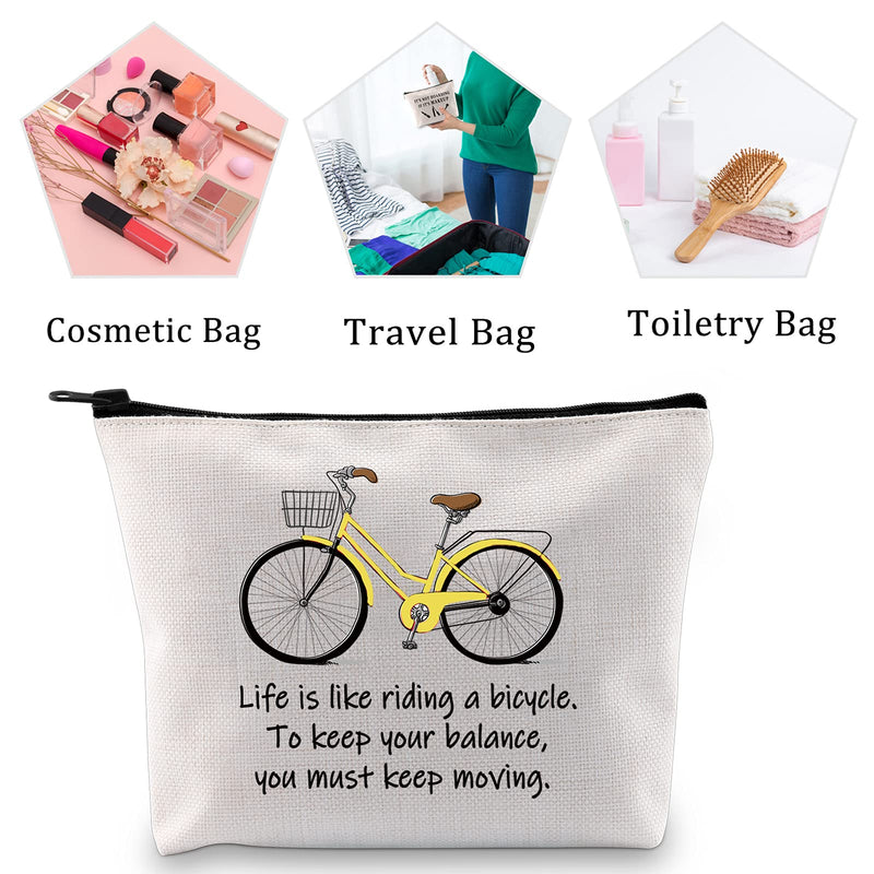 [Australia] - MYSOMY Bicycle Gifts Cosmetic Bag Bicycle Makeup Bag Life is Like Riding a Bicycle Zipper Pouch Cyclist Gifts for Women Cycling Toiletry Bag (Life is Like Riding a Bicycle Makeup Bag) Life is Like Riding a Bicycle Makeup Bag 