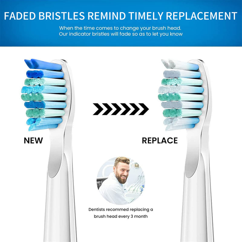 [Australia] - Electric Toothbrush Heads 5pc Compatible for Fairywill Fairywell Fairy Will D7/D8/FW507/FW508/FW551/917/959/2011/Seago E9 SG-507 SG-958/Dnsly/Sboly/OKMIMO Soft Replacements Head (5 White Heads) 5 White Heads 