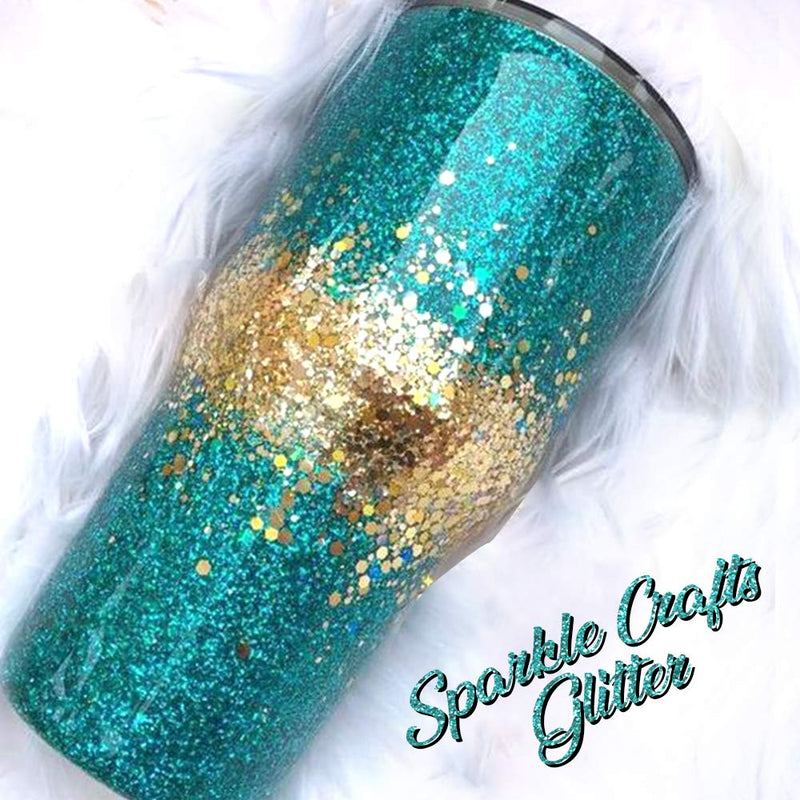 [Australia] - Fine Glitter, YGDZ 150g Blue Green Glitter Cosmetic Body Face Nail Hair Eye Makeup Teal Glitter for Tumblers Resin Slime Crafts Decoration, 0.3mm 