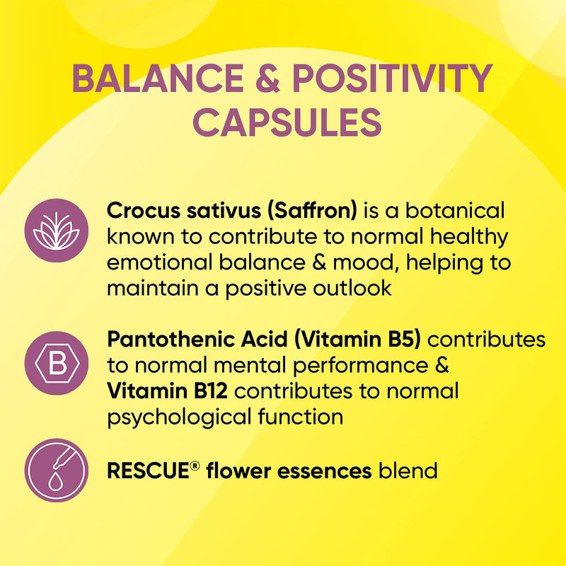 [Australia] - Nelsons Rescue Balance & Positivity Capsules, support for emotional balance and mood, format 30 Vegan Capsules, one a day 