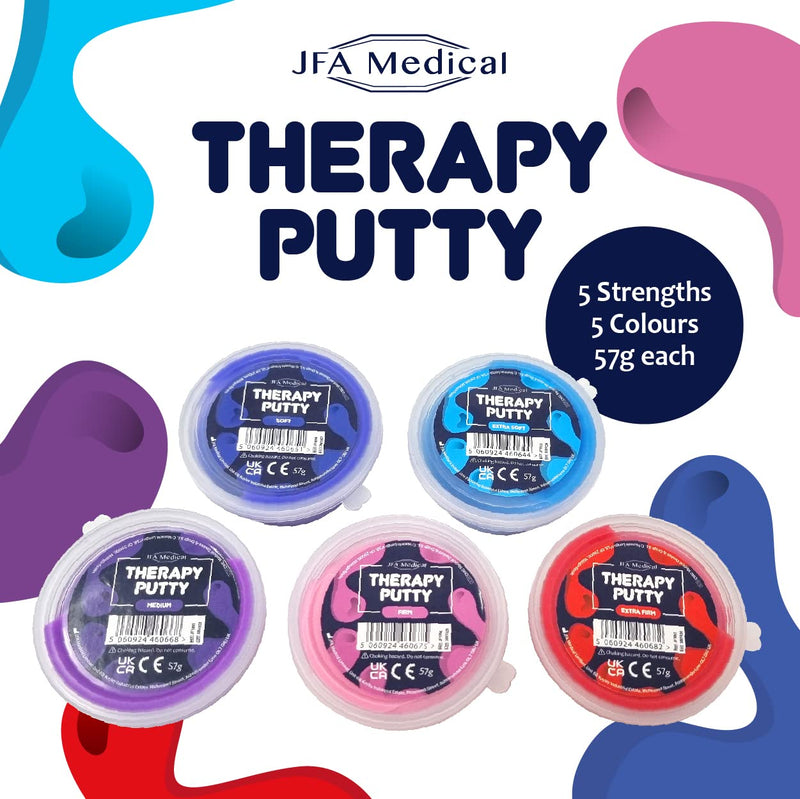 [Australia] - JFA Medical Therapy Exercise Putty 5 Strengths Alternative Colours - Extra Soft, Soft, Medium, Firm, Extra Firm 57g Tubs 