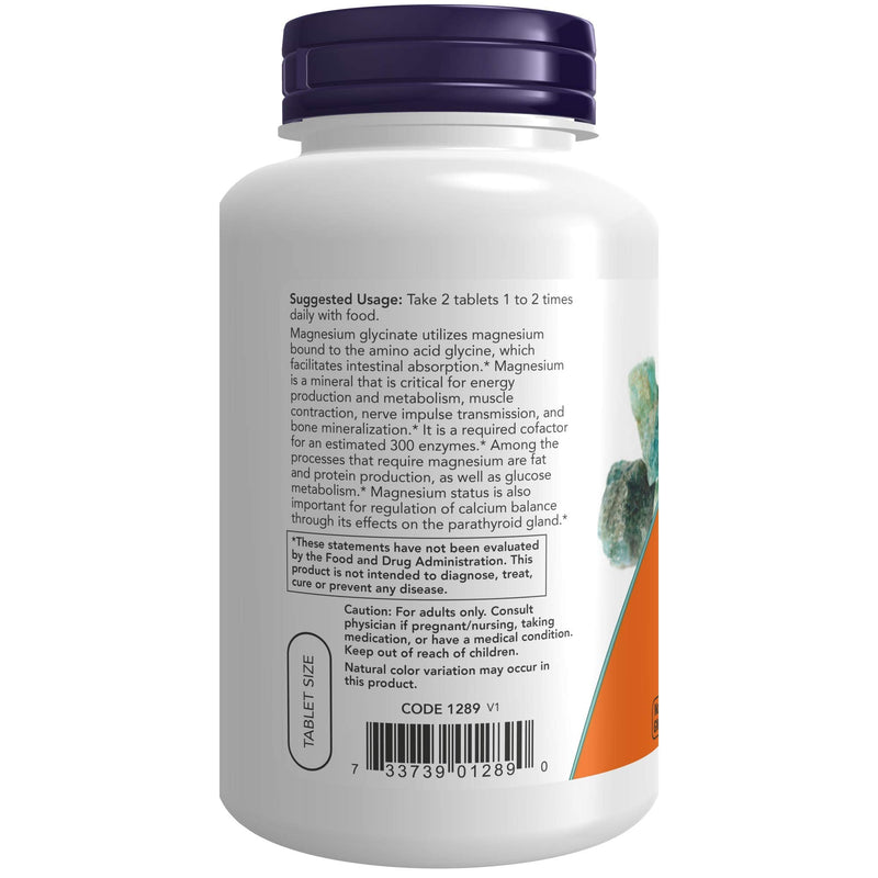 [Australia] - NOW Supplements, Magnesium Glycinate 100 mg, Highly Absorbable Form, 180 Tablets 