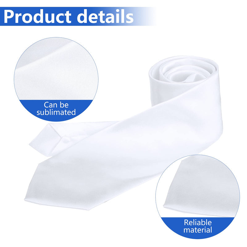 [Australia] - 6 Pieces Blank Sublimation Tie for Men Solid White Polyester Neckties Sublimation Men's Ties for Weddings Parties 