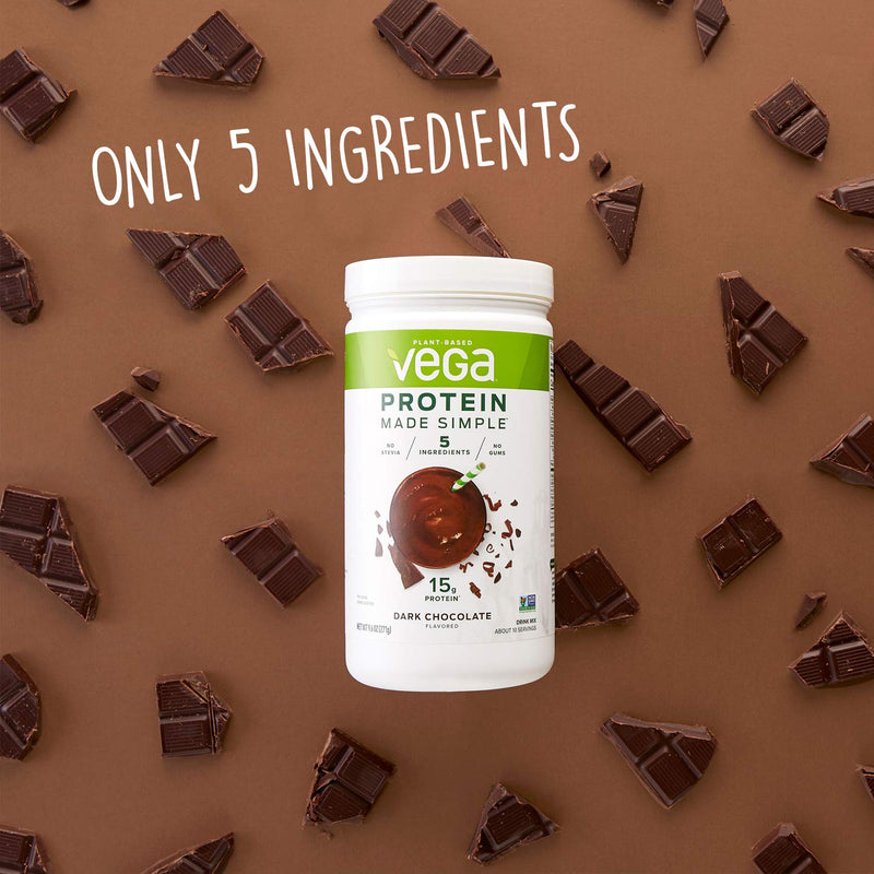 [Australia] - Vega Protein Made Simple, Dark Chocolate, Stevia Free Vegan Plant Based Protein Powder, Healthy, Gluten Free, Pea Protein for Women and Men, 9.6 Ounces (10 Servings) 10 Servings (Pack of 1) 