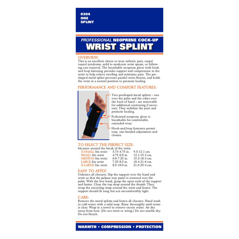 [Australia] - OTC Wrist Splint, Cock-up Style, Neoprene, Black, Medium (Left Hand) Black (Left Hand) Medium (Pack of 1) 
