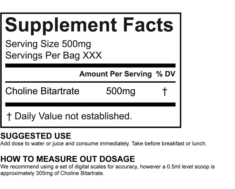 [Australia] - Choline Bitartrate Powder REDWELLS Cognitive Enhancer GMO Free Vegan - 100g Pack 100 g (Pack of 1) 