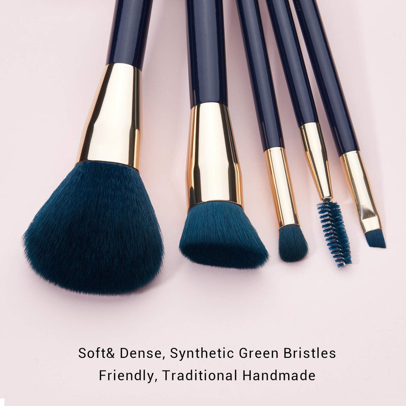 [Australia] - Jessup 15pcs Makeup Brushes Set Powder Foundation Eyeshadow Eyeliner Lip Contour Concealer Smudge Brush Tool Blue/Darkgreen T113 