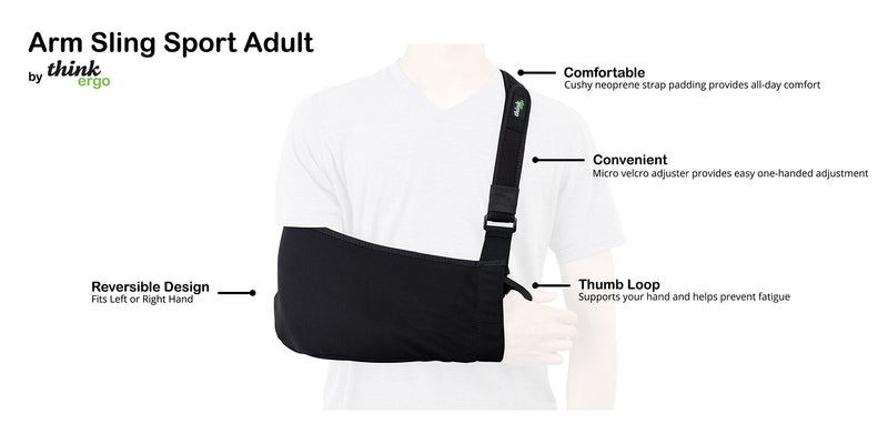 [Australia] - Think Ergo Arm Sling Sport - Lightweight, Breathable, Ergonomically Designed Medical Sling for Broken & Fractured Bones - Adjustable Arm, Shoulder & Rotator Cuff Support (Adult) Adult 