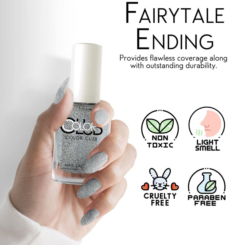[Australia] - Color Club Glitter Collection Nail Lacquer - Long-Lasting Polish Fairytale Ending-Silver/White 
