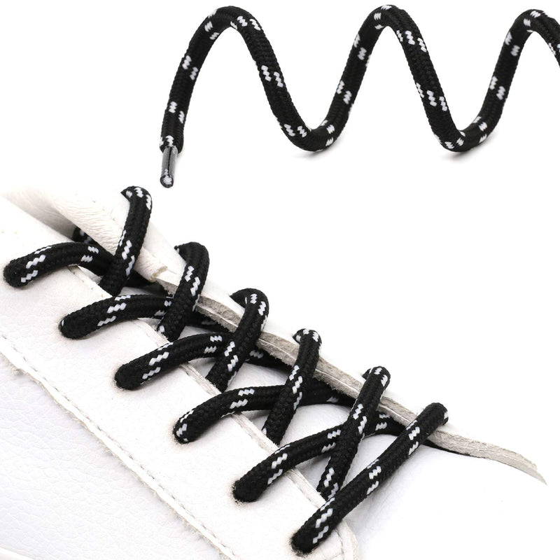 [Australia] - DELELE 2 Pair Work Boot Laces Outdoor Mountaineering Hiking Walking Shoelaces 39.37"Inch(100CM) 01 Black White 