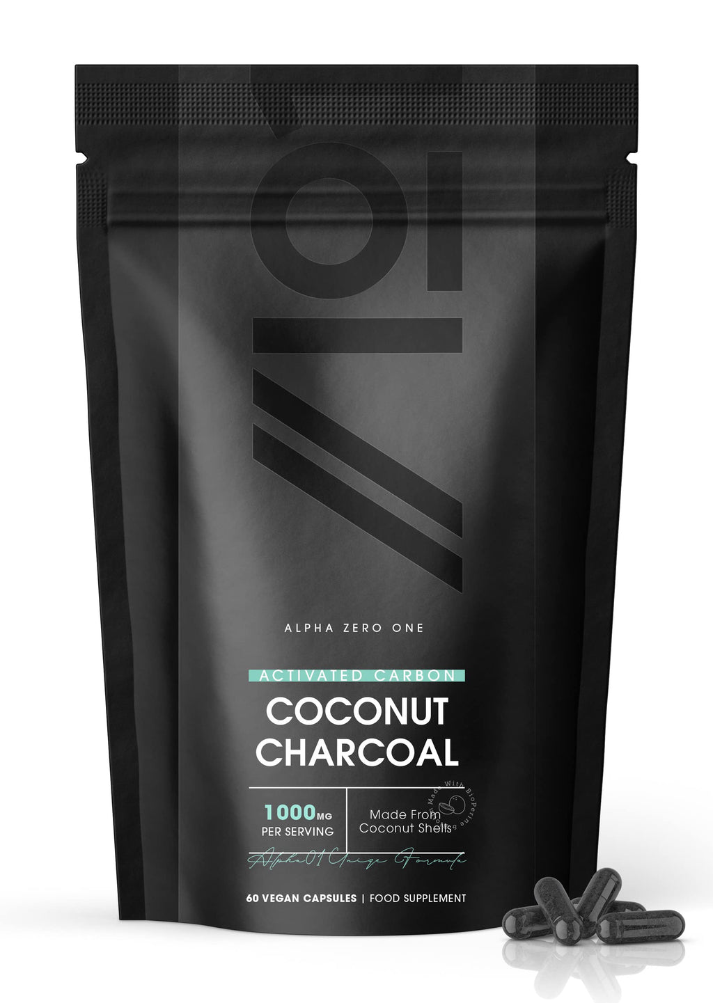 [Australia] - Activated Coconut Charcoal 1000mg | Made from Organic Thai Coconut Shells | for Bloating & Gas, Digestion & Flatulence Natural Relief | Vegan & Keto Friendly Supplement | 60 Capsules 60 count (Pack of 1) 