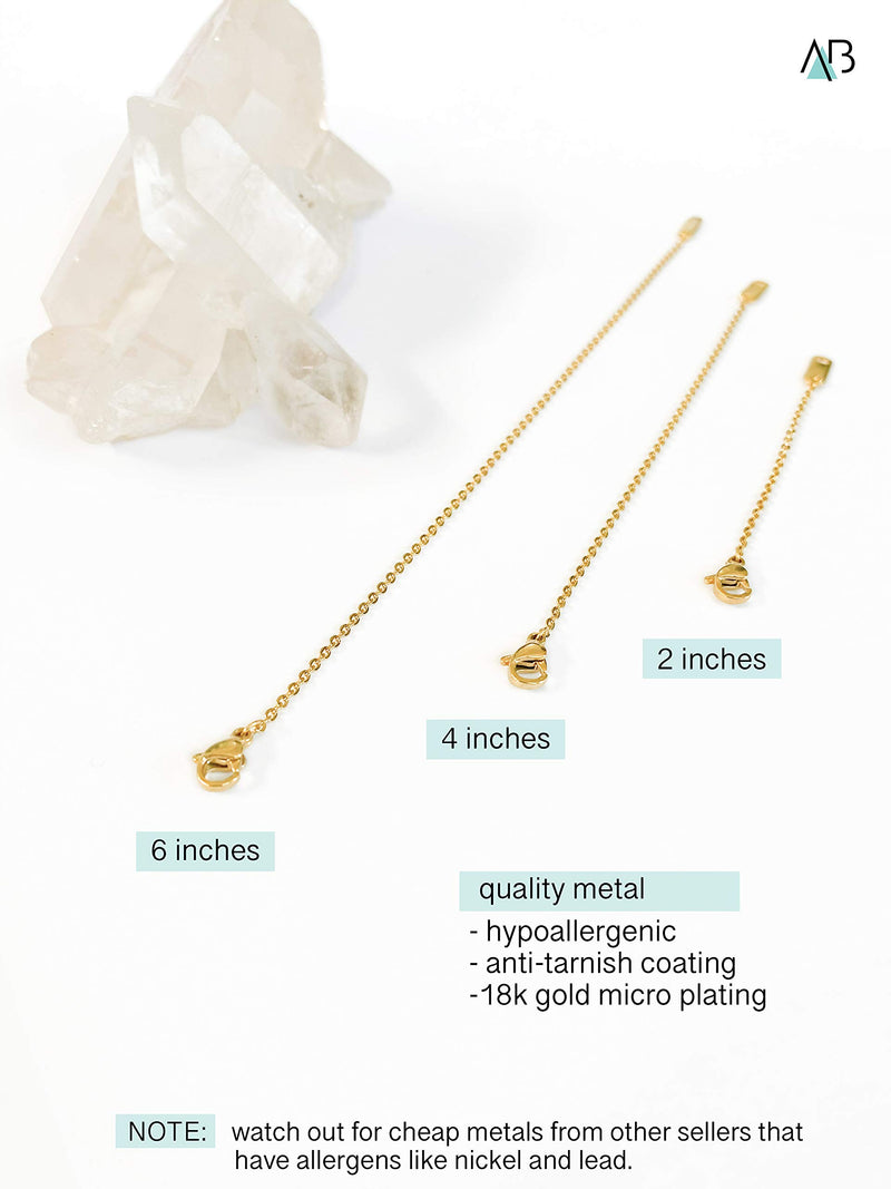 [Australia] - Altitude Boutique 18k Gold Plated Necklace Extenders Delicate Necklace Extender Chain Set for Women 3 Piece Set, Extensions 2", 4", 6" Inches Hypoallergenic in Gold, Rose Gold, or Silver 