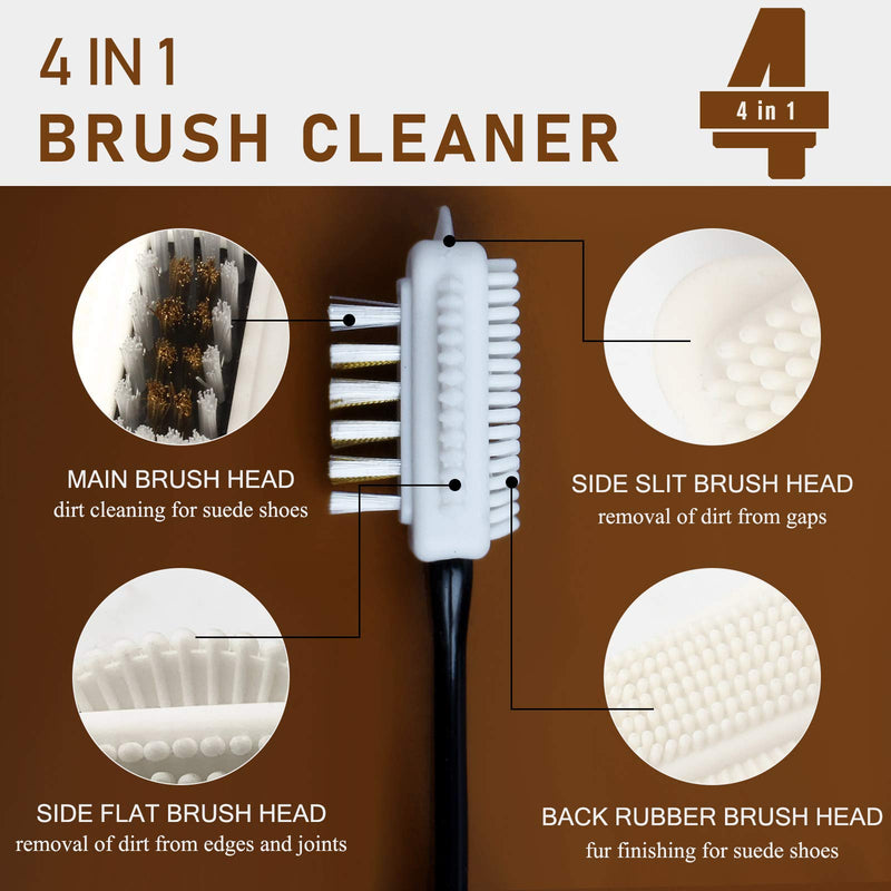 [Australia] - Shoe Brush, Suede & Nubuck 4-Way Brush + Eraser, Premium Shoe Cleaner Kit 