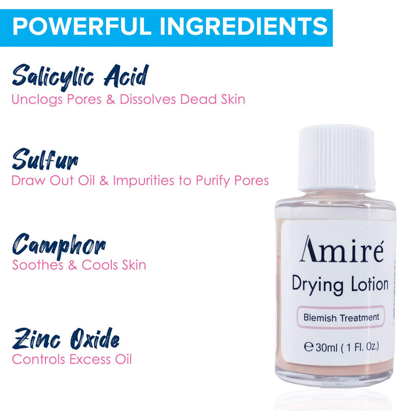 [Australia] - Amire Blemish Drying Lotion, Acne Spot Treatment Skincare Formula for Teens and Adults, Pink Lotion Dries Out Pimples, Blemishes, Zits, and Clogged Pores 