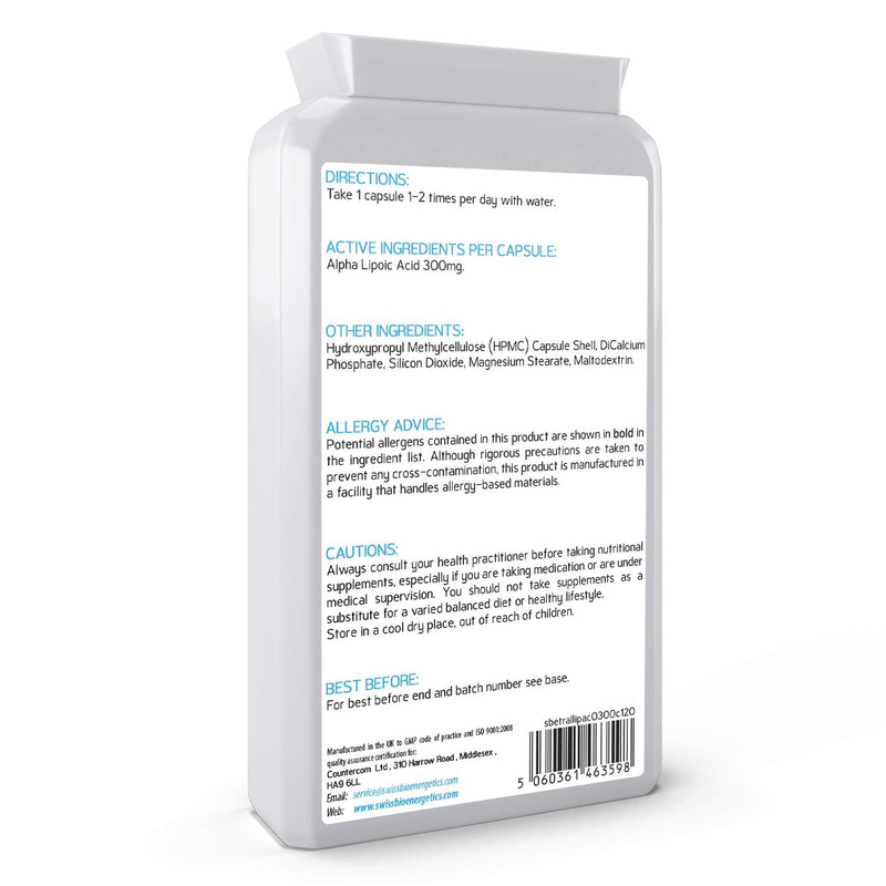 [Australia] - Alpha Lipoic Acid 300mg 120 Capsules – Dual ALA (Both R-ALA and S-ALA) - UK Manufactured 