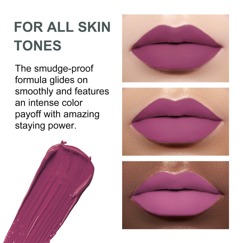 [Australia] - Lacomchir Matte Lip Gloss Big-Volume Waterproof Makeup Liquid Lipstick Full Coverage All-Day Wear Matte Ink Lip Gloss Color Cream Not Fade,Purple Grape Color, 0.28 fl.oz - Purdy Rose 04 Royal Fuchsia 04 