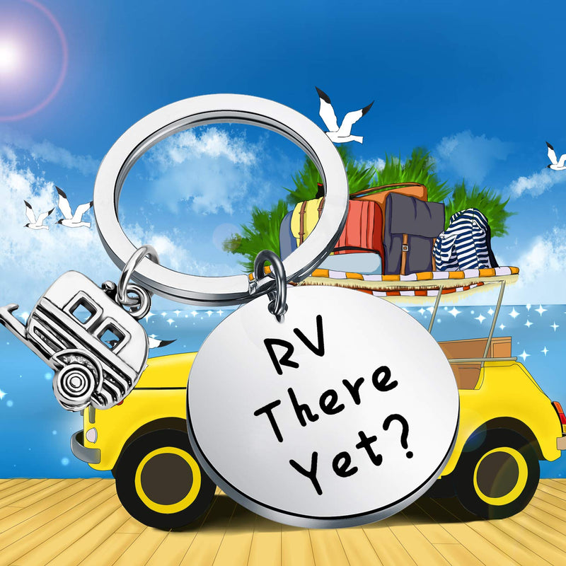 [Australia] - LQRI Camping Jewelry Camping Lover Gift Rv There Yet Camper Keychain with RV Trailer Charm Trailer Vacation Jewelry Traveler Graduation Gift Retirement Gift sliver 