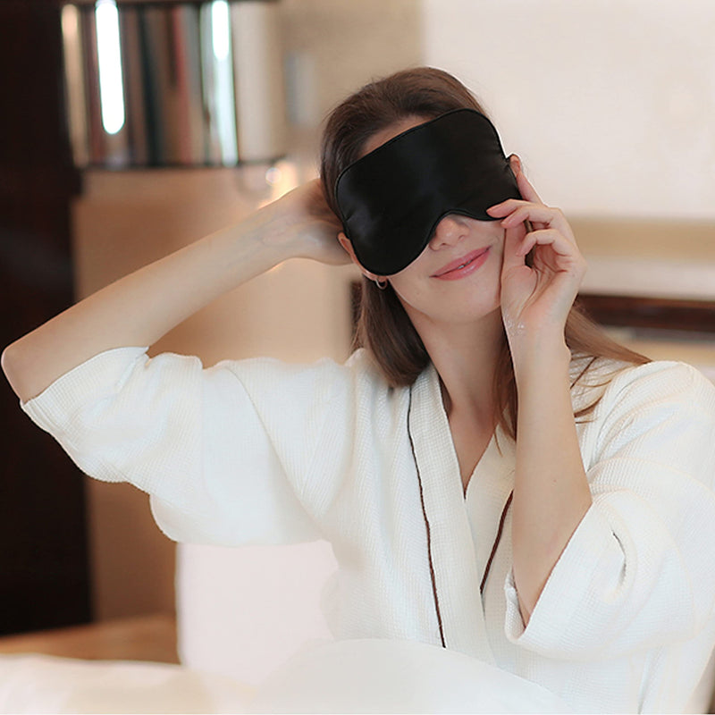 [Australia] - Silk Eye Mask 19MM Mulberry Silk Sleep Mask Sleeping Masks Silky Soft Blindfold Eyeshade Elastic Headband for Travel Naps Shift Work for Adult Black 
