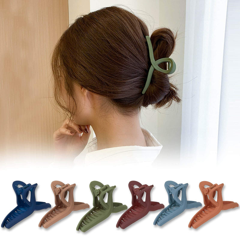 [Australia] - Whaline Hair Claw Clip 6 Color Hair Jaw Clamp Clips 4.3 Inch Nonslip Hair Claw Strong Hold Matte Butterfly Clip Clamp Hair Styling Accessories for Women Girls Thin Thick Fine Hair 