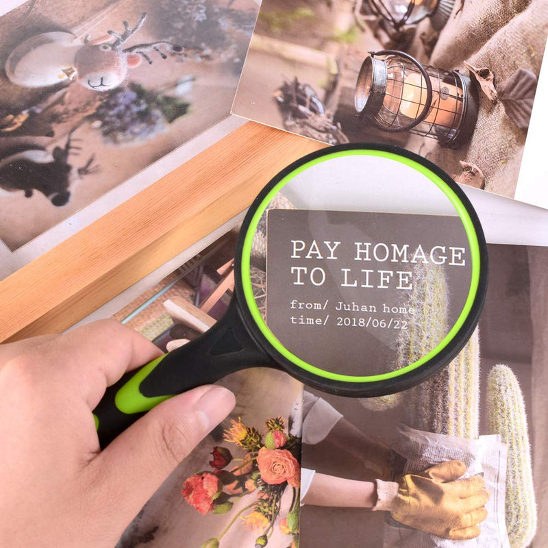[Australia] - Ocim (2 Pcs) 10X Magnifying Glass, Handheld Reading Magnifier, 75mm Magnify Glasses Lens, Rubbery with Non-Slip Soft Handle for Seniors Reading and Kids Nature Exploration 