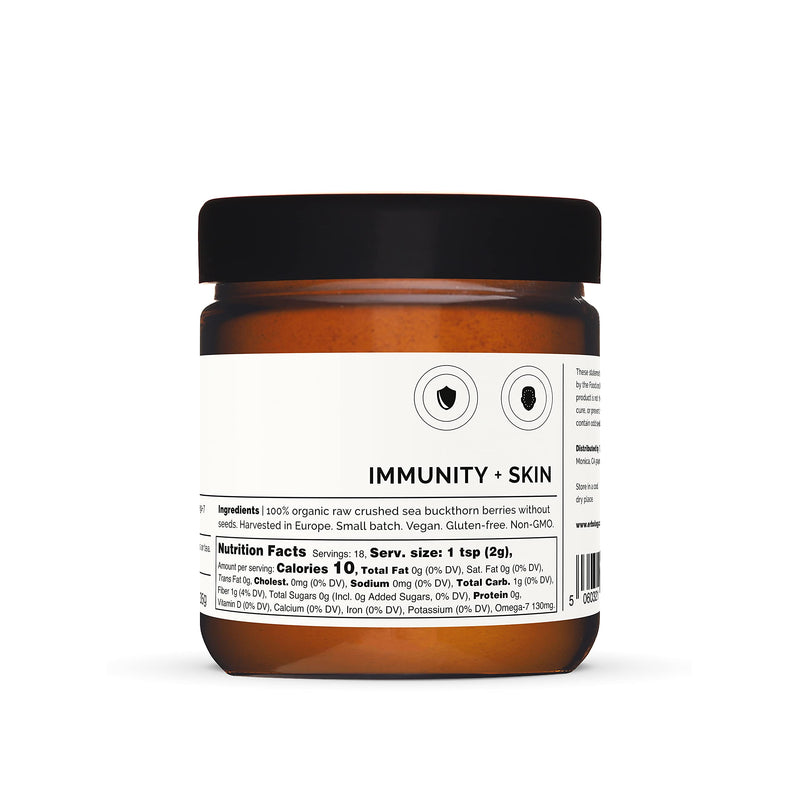 [Australia] - 100% Organic Sea Buckthorn Powder 35g - Seeds Removed, More Concentrated - Rich in Omega-7, Vitamin C and Beta-carotene - Straight from Farm - Raw, Vegan and Gluten-Free - Non-GMO - Recyclable Glass Jar 